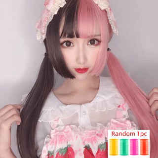 (Free comb)PEONY Cosplay Harajuku Goth Style Hair Black&pink Wig