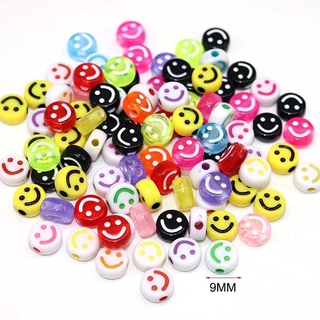 50pcs Colorful Plastic Alphabet bead Acrylic Smiley Face Letters Beads Bracelet Jewelry DIY beads accessories