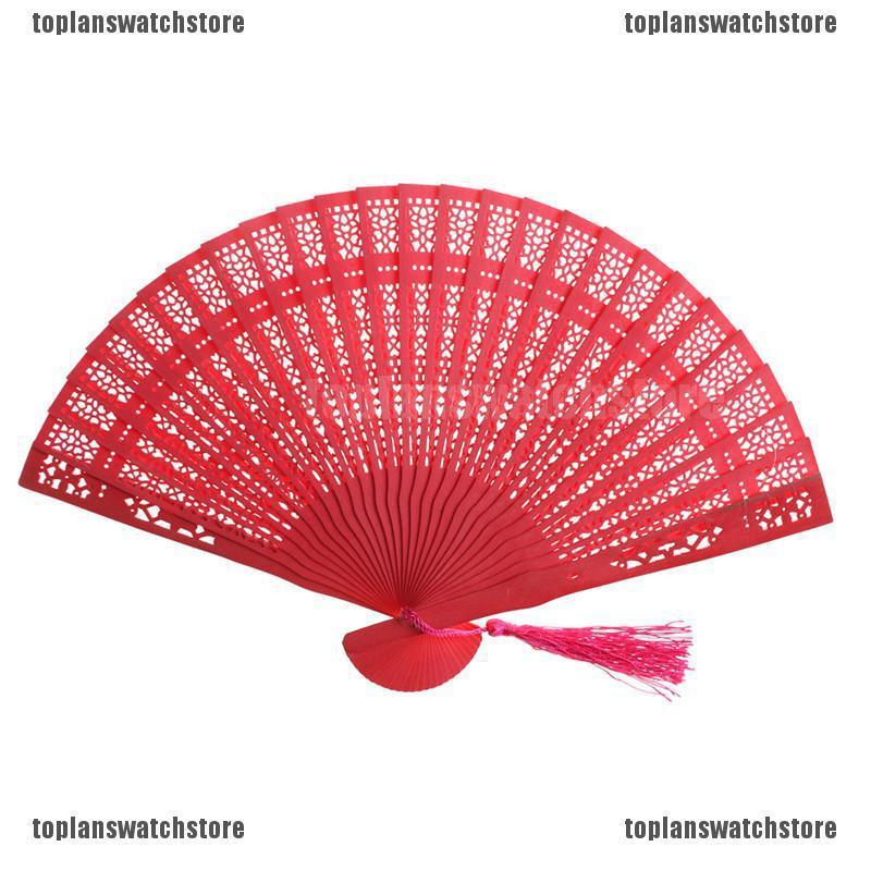 Wedding Hand Fragrant Party Carved Bamboo Folding Fan Chinese Wooden Fan (5)