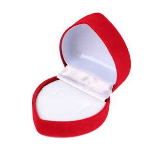 Red Heart Shaped Velvet Ring Box Jewelry Display Organizer Holder Storage Case