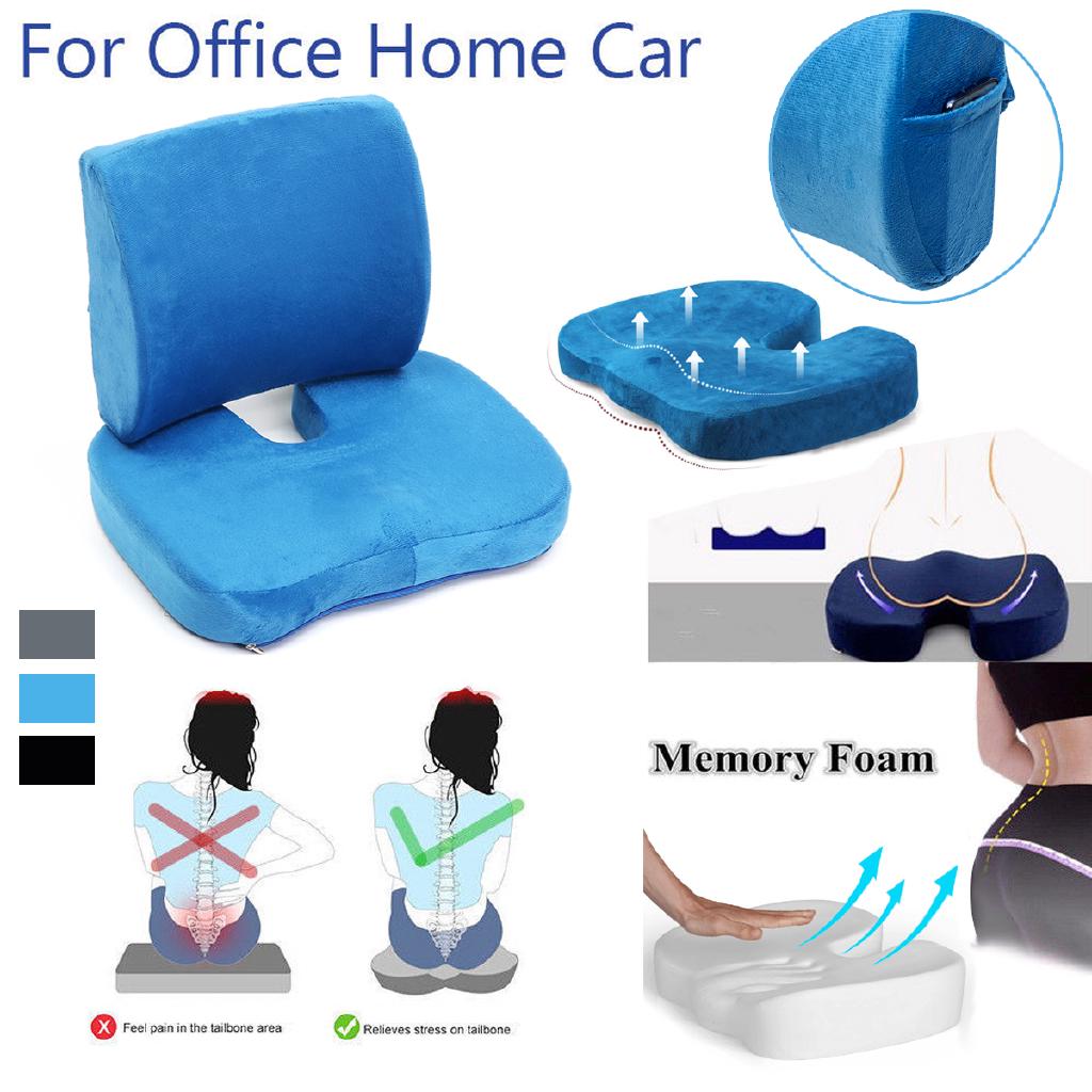 Car Seat Pain Relief Chair Office Memory Foam Cushion Back
