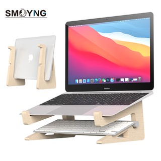 Newest 2 in 1 Wood Laptop Stand Holder Increased Height Storage stand Notebook Vertical Base Cooling Stand for Macbook 13 15 Inch Mount