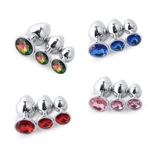 dHF3 Sex Toys 3 Size S/M/L Stainless steel Crystal Anal Plug Stimulator Anal masturbation toys Prost