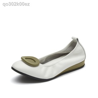 ❡✢Achette 8NP1 2021 spring new flat leather peas shoes round toe women s shoes summer single shoes