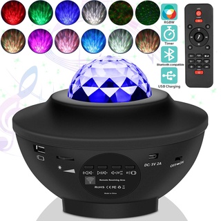 USB LED Star Night Light Music Starry Water Wave LED Projector Light Bluetooth-compatible Sound-Acti