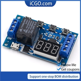 DC 6-30V support Micro USB 5V LED display automation cycle delay timer control off switch relay