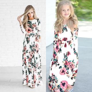 Mother And Daughter Floral Maxi Dress Summer Matching Clothe