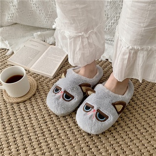□№✳Women Warm Slippers Ladies Cute Winter Shoes Home Cat Plush Flats Casual Fashion Indoor New Footw