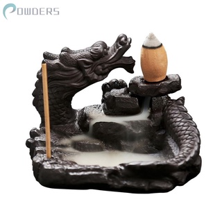 Temple Clean air Decoration Office Dragon Waterfall +10x Cone Incense Burner (1)