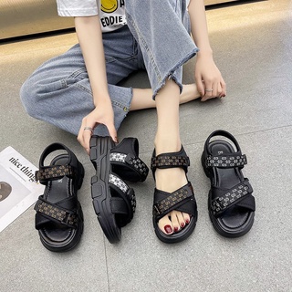 【Queen】2021 new heavy soled sandals women's slope heel height sandals muffin shoe
