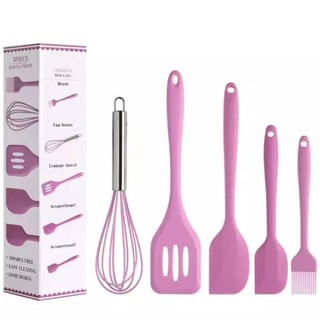 5Pcs Set Silicone Cooking Tool Sets Kitchen Utensils Set Include Egg Beater Spatula Oil Brush Hand