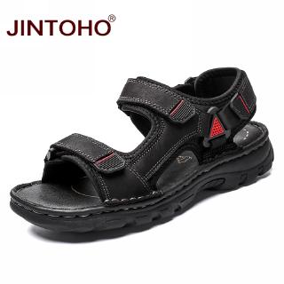 JINTOHO High Quality Genuine Leather Sandals For Men Brand Men Shoe Summer Men Sandals Black Leather Sandal Shoes