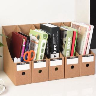 [Ready Stock]5pcs Kraft Paper Magazine File Holders Documents Box Organizer Rack with Labels