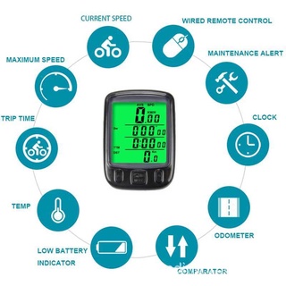 sports✵✶◕Multifunctional wired waterproof bicycle LED digital stopwatch odometer mountain bike odome
