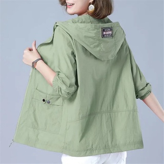 Women's Jacket 2021 New Summer Thin Coat Casual Windbreaker Female Sun Protection Jacket Basic Zippe (1)