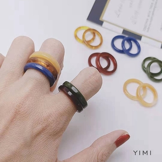 Fashion Transparent Resin Ring Colorful Ring Set Resin Acrylic Ring Ring Female Jewelry Accessories-YIMI