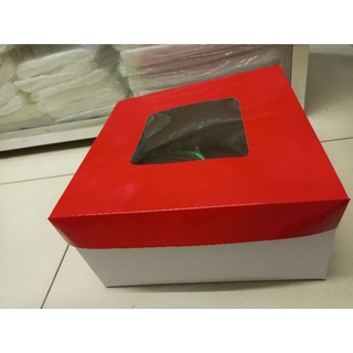 Pastry Cake Box 10x10x5 and 10x10x4 With Window Red,Gold,White (10pcs Per Pack)