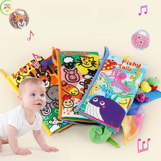 Baby Cloth Book Story Books with 3D Animal Tails Early Educational Toys for Baby Kids