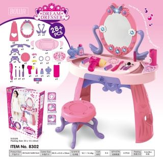 DRESSER TABLE MAKE UP BEAUTY FASHION PLAY SET MIRROL WITH LIGHTS AND SOUNDS with chair