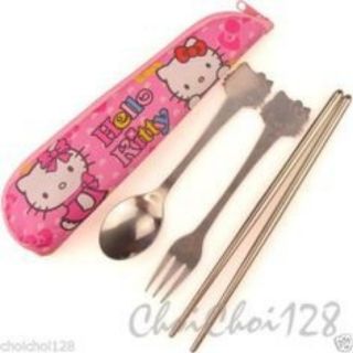 HELLO KITTY STAINLESS SPOON & FORK pouch (1)