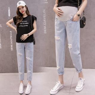 Pregnant Women Casual Thin Maternity Belly Work Pants Baggy Jeans For Spring Summer