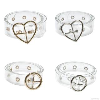 Women Transparent Wide Belt Round Heart-Shaped Square Buckle Invisible Clear Casual Waistband