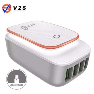 V2S Charger VS4405 Touch Night Light Function Auto-ID 4 USB Port Travel Charger With Android Micro U