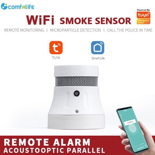 yumcute Tuya WiFi Smart Smoke Detector Sensor Security Alarm System Smart life/tuya App Smoke Alarm Fire Protection yumcute