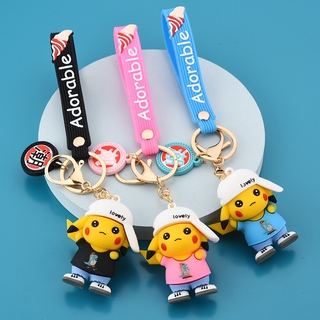 Cute New Cartoon Pikachu Car Key Chain Bag Key Ring Silica Gel Keychain