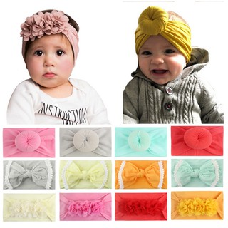 3pcs/Set Elastic Baby Headband Turban Knot Nylon Headband Bows Headband Girl Hair Band (1)