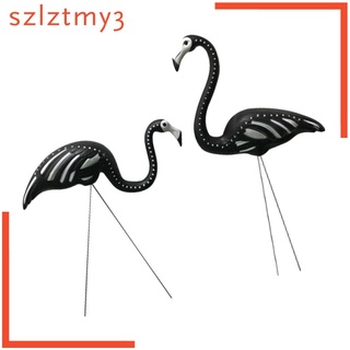 [YOLO] Pack of 2, 30\'\' Large Black Skull Flamingo Yard Ornament/Flamingo Lawn DECOR