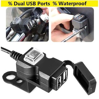 Motorcycle Waterproof cellPhone cp dual USB Charger 12-24V universal handle bar
