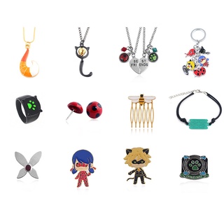 Anime Peripheral Ladybug Reddy Girl Necklace Little Bee Butterfly Peacock Brooch Cat Claw Ring Snake