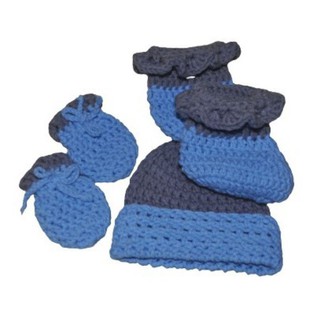 Knitted Baby bonnet, mittens, and shoes
