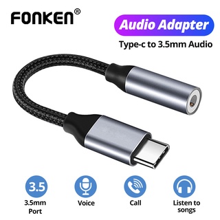 FONKEN Headphone Adapter USB C Type C to 3.5mm jack Cable AUX Adapter Type-C 3.5 Audio Converter Cable