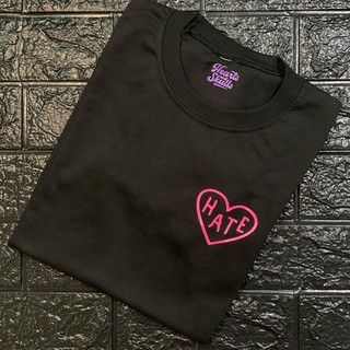 HEART PINK----HATE Minimalist statement casual printed shirts pocket shirts for Men for Women (H&S)