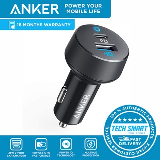 Anker Car Charger USB C 33W 2-Port Compact Type C Car Charger with 18W Power Delivery and 12W PowerI