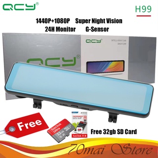 ◕┇QCY H99 10.88 ''IN TOUCH Screen/Super Night Vision/G-Sensor Loop Record/24H Monitor With Free 32gb