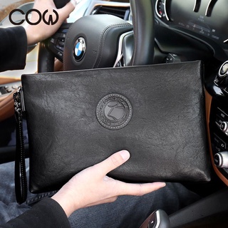 ﹍❁French COW men s hand bag, men s leather texture, business men s card bag, clutch bag, large-capac
