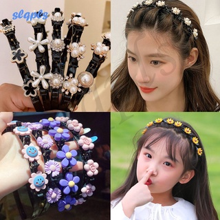New korean Headbands women Butterfly Flower Pearl Headband Bangs Braided kids Hair Band