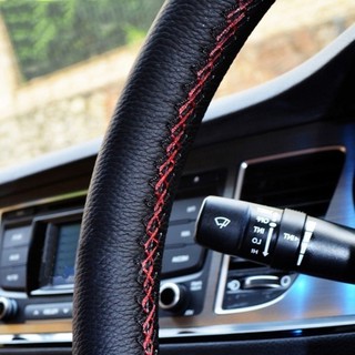 Car DIY Steering Wheel Cover Genuine Leather Cowhide Needles