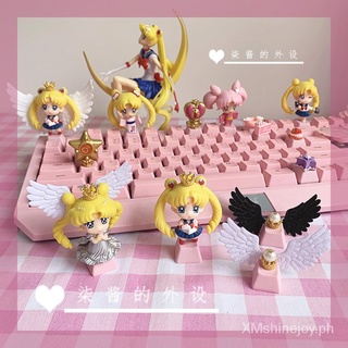 【Ready Stock】❈Sailor Moon Sailor Moon Unique Keycap Mechanical Keyboard Pink Sailor Moon Girl Transp