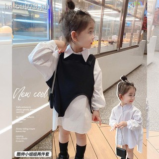 Hot saleↂ✕∏Girls autumn clothing 2021 new parent-child shirt long-sleeved children s vest vest baby foreign style bottoming shirt