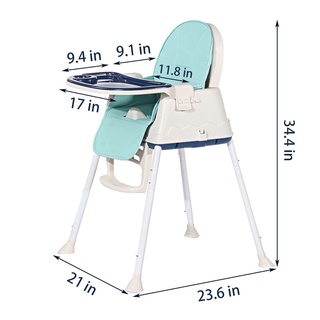 3in1 Convertible Baby Seat Kids High Chair Kids Table Chair Adjustable Height Dinner Table Childrens (6)
