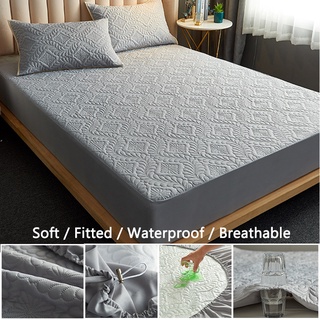 Waterproof Mattress Protector Single Queen King Size Fitted Bedsheet Ready Stock Cadar Plain Color
