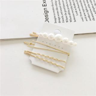 Chic 3/4/5 Pcs/Set Pearl Hairpin Metal Hairclip Cute korean clips (7)