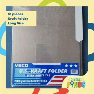 VECO US Kraft File Folder With White Tab Letter and Legal Size 10pcs/pack
