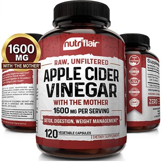 NutriFlair Apple Cider Vinegar Capsules with the Mother 1600mg - 120 Vegan Capsules