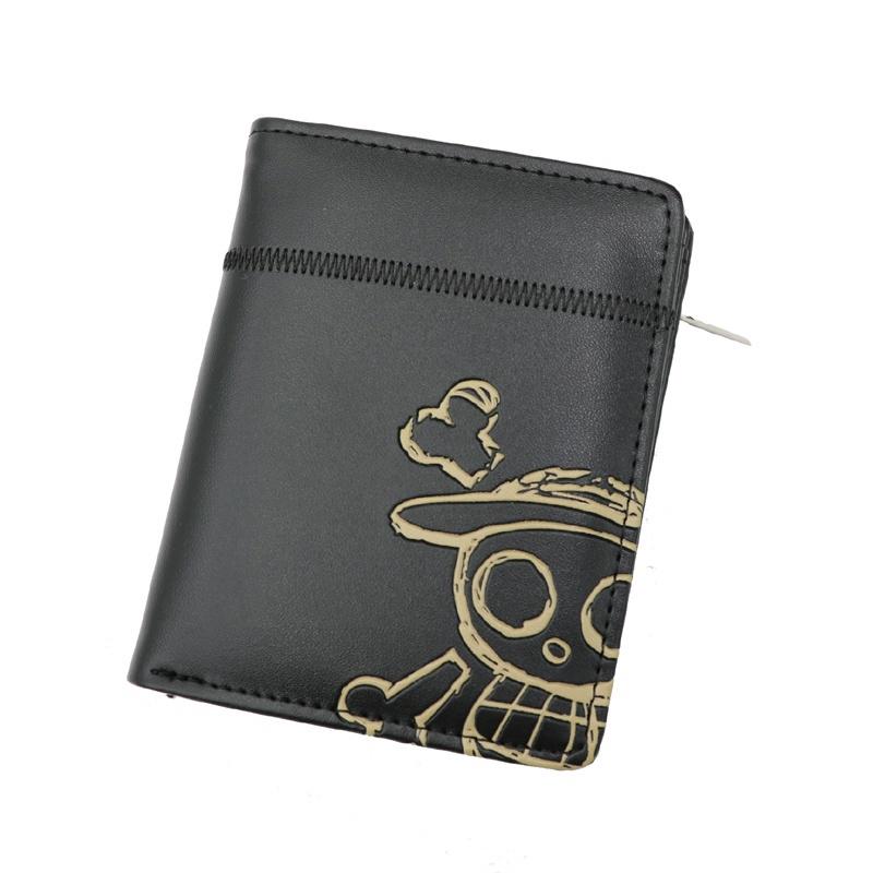 Anime One Piece Luffy Skull Short Wallet Students Anime Coin Purse Black Wallet