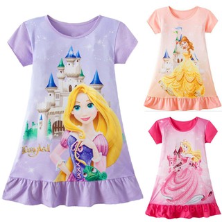 ♬MG♪-Cartoon Princess Girl Kid Dress Pajamas Nightgown Sleepwear Nightwear